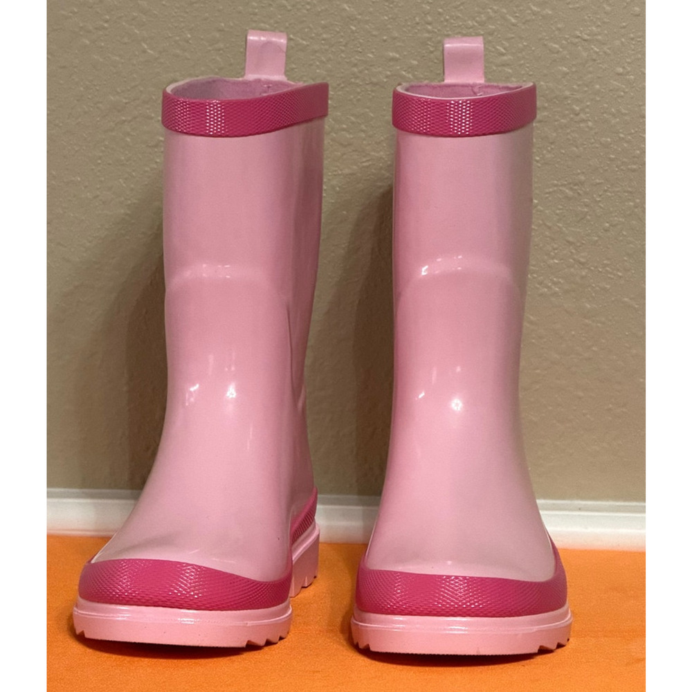 Landchief Kids Pink Rain Boots Size 1 Waterproof Rubber Pull On Colorblock - Picture 2 of 9